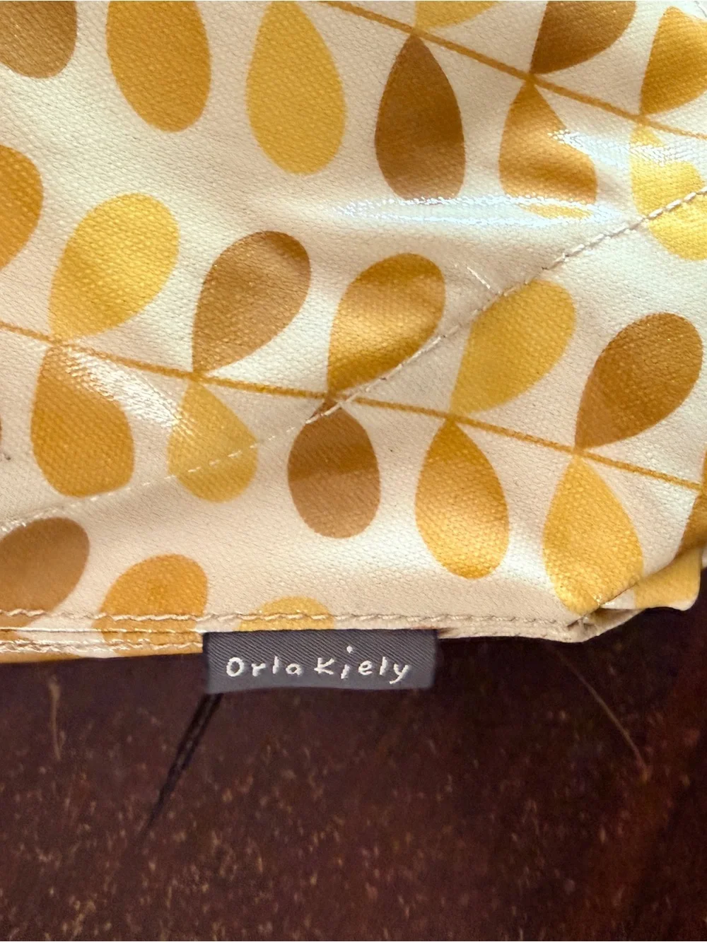 Orla Kiely Yellow and Tan Leaf-Print Hobo Bag. Shoulder bag